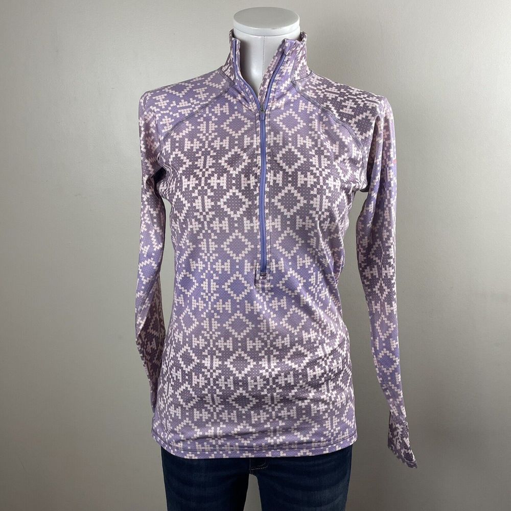NIKE Women Medium PRO MICROFLEECE LINED 1/2 ZIP PURPLE OMBRE GEOMETRIC JACKET - Picture 1 of 9